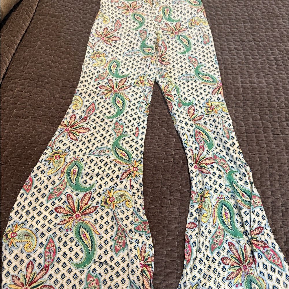 Zara Multicolor Floral Boot Cut Pants